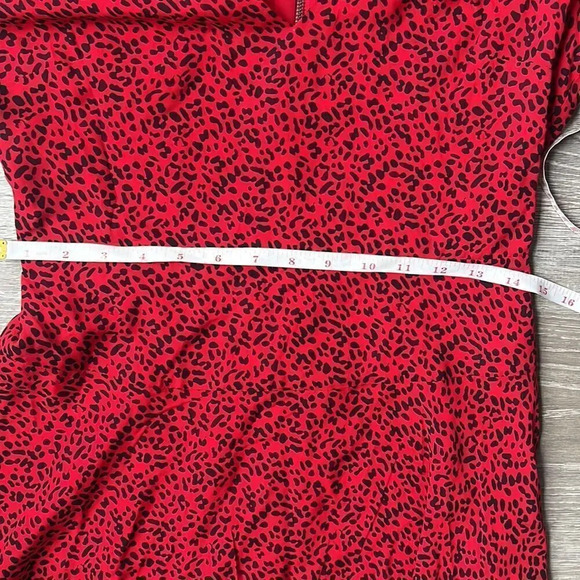 Alice + Olivia Polly Fit Flare Leopard Print Long Sleeve Mini Red Dress - Picture 14 of 15